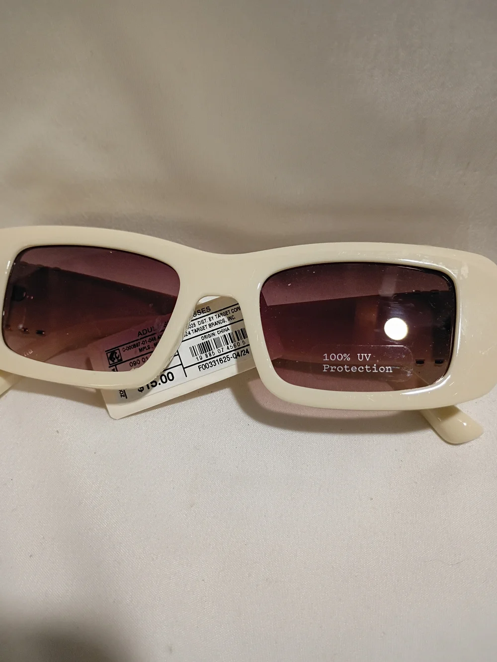 Cream Rectangle Sunglasses with Gradient Lenses